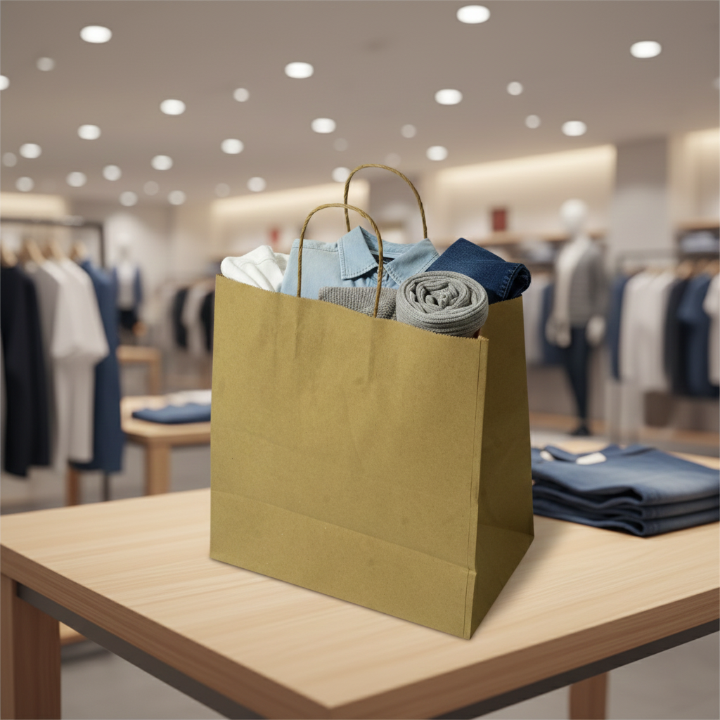 Brown Kraft Paper Bag with Twisted Rope Handle Heavy Duty Wholesale