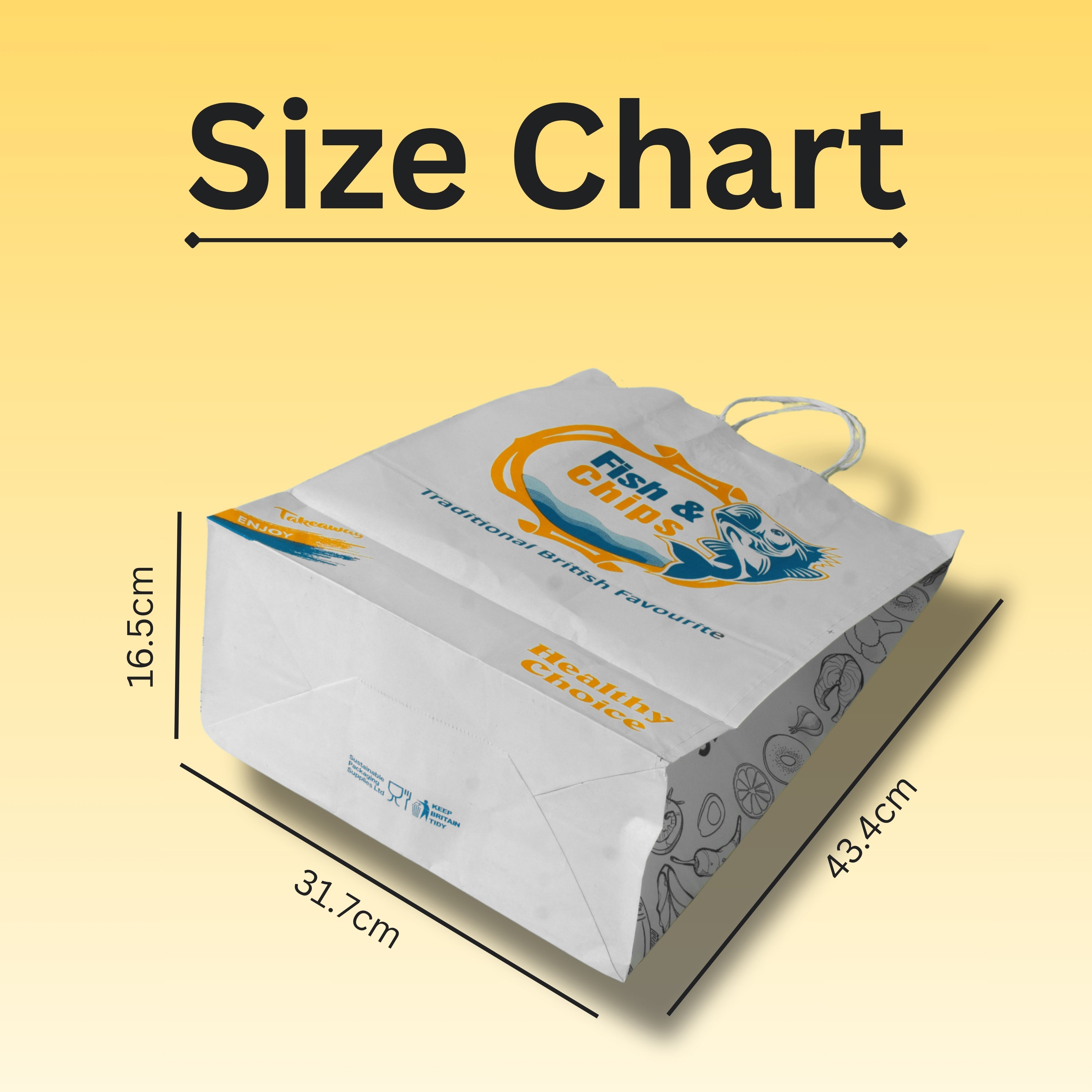 Printed Fish & Chips White Delivery Bag Heavy Duty Wholesale