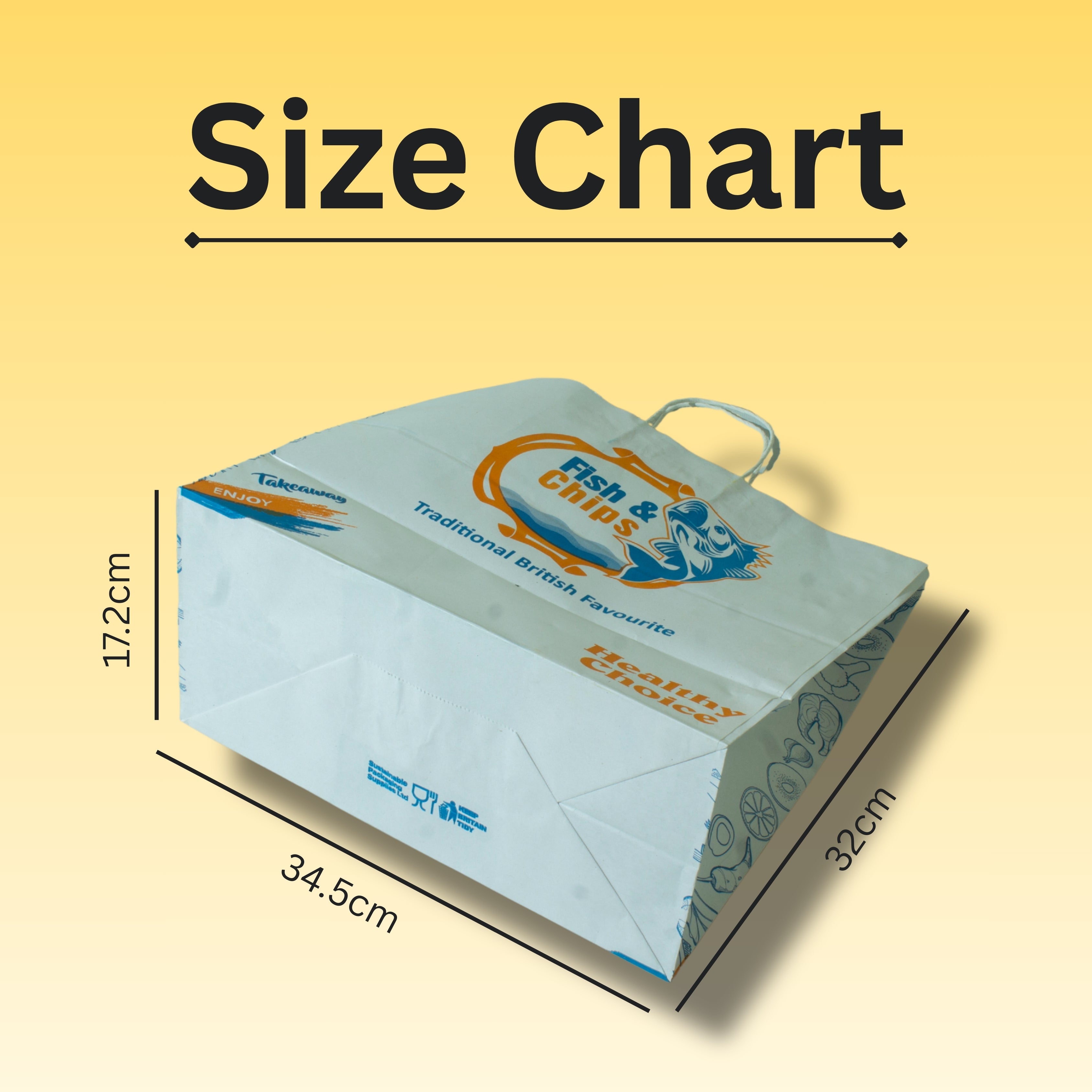 Printed Fish & Chips White Delivery Bag Heavy Duty Wholesale