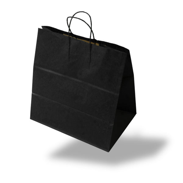 Black Kraft Paper Bag with Twisted Rope Handle Heavy Duty Wholesale