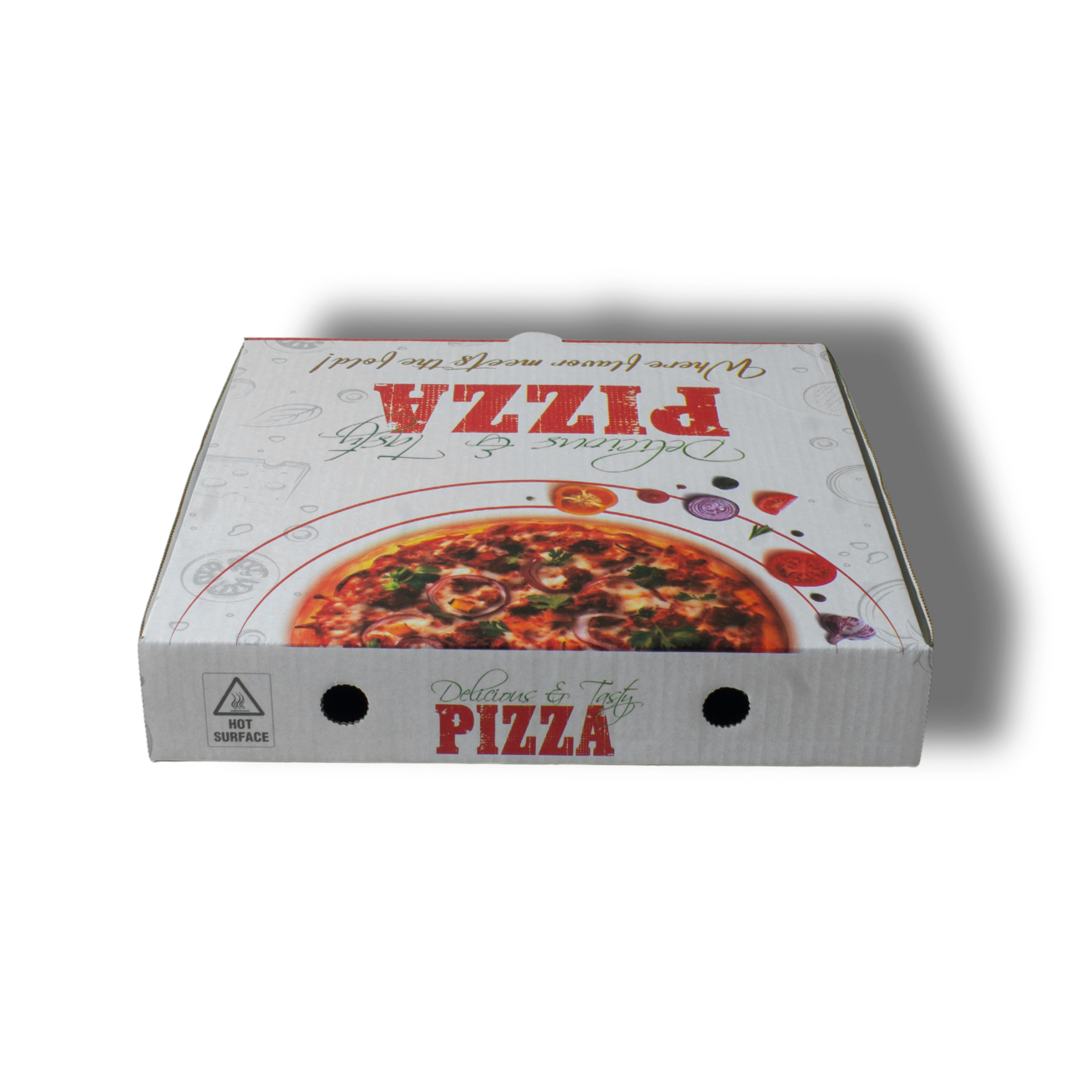 9” Pizza Box Full Colour Print White Liner Heavy Duty Takeaway