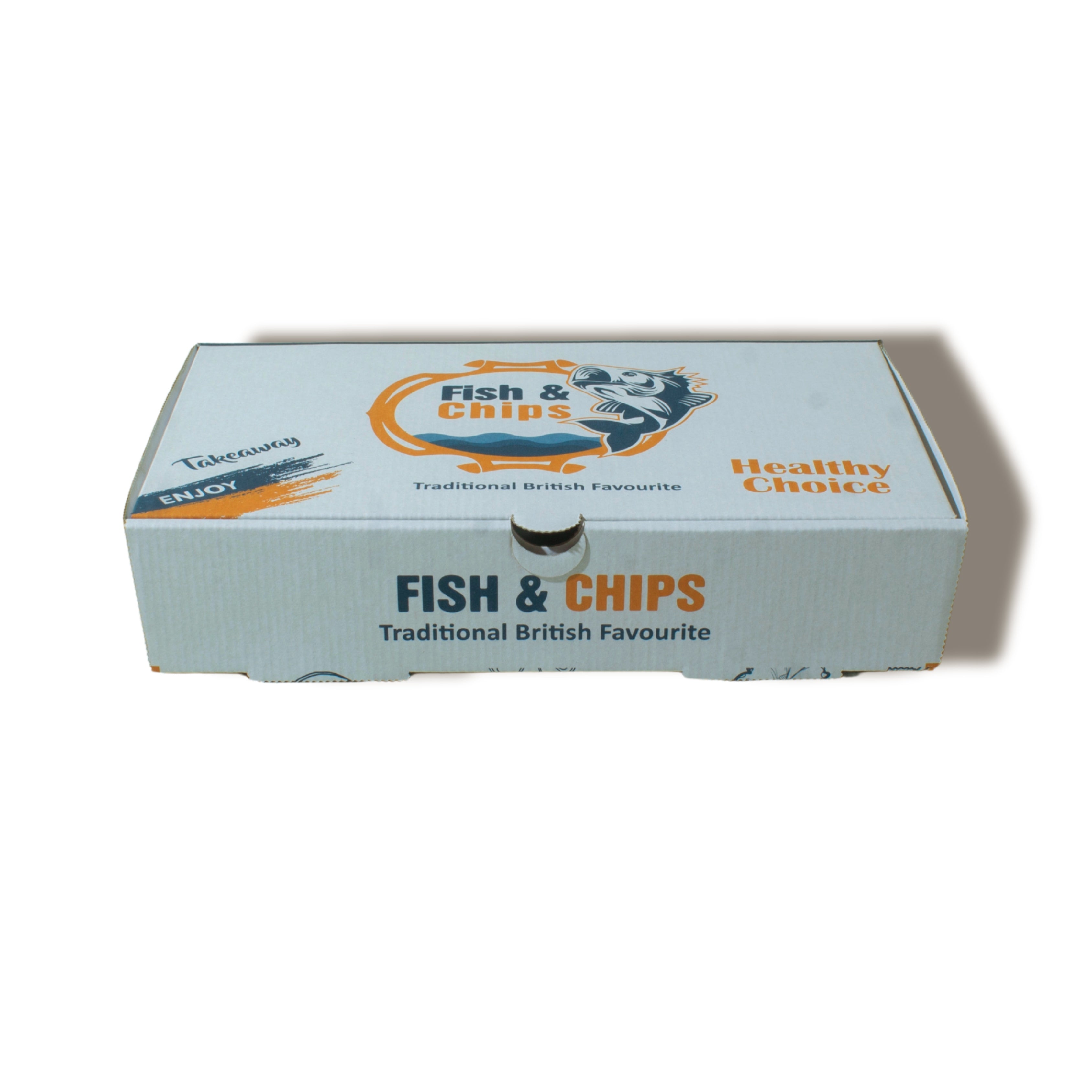 25.4x15.2cm Printed Fish & Chips Box Heavy Duty Takeaway Packaging 130grams | 25Pcs