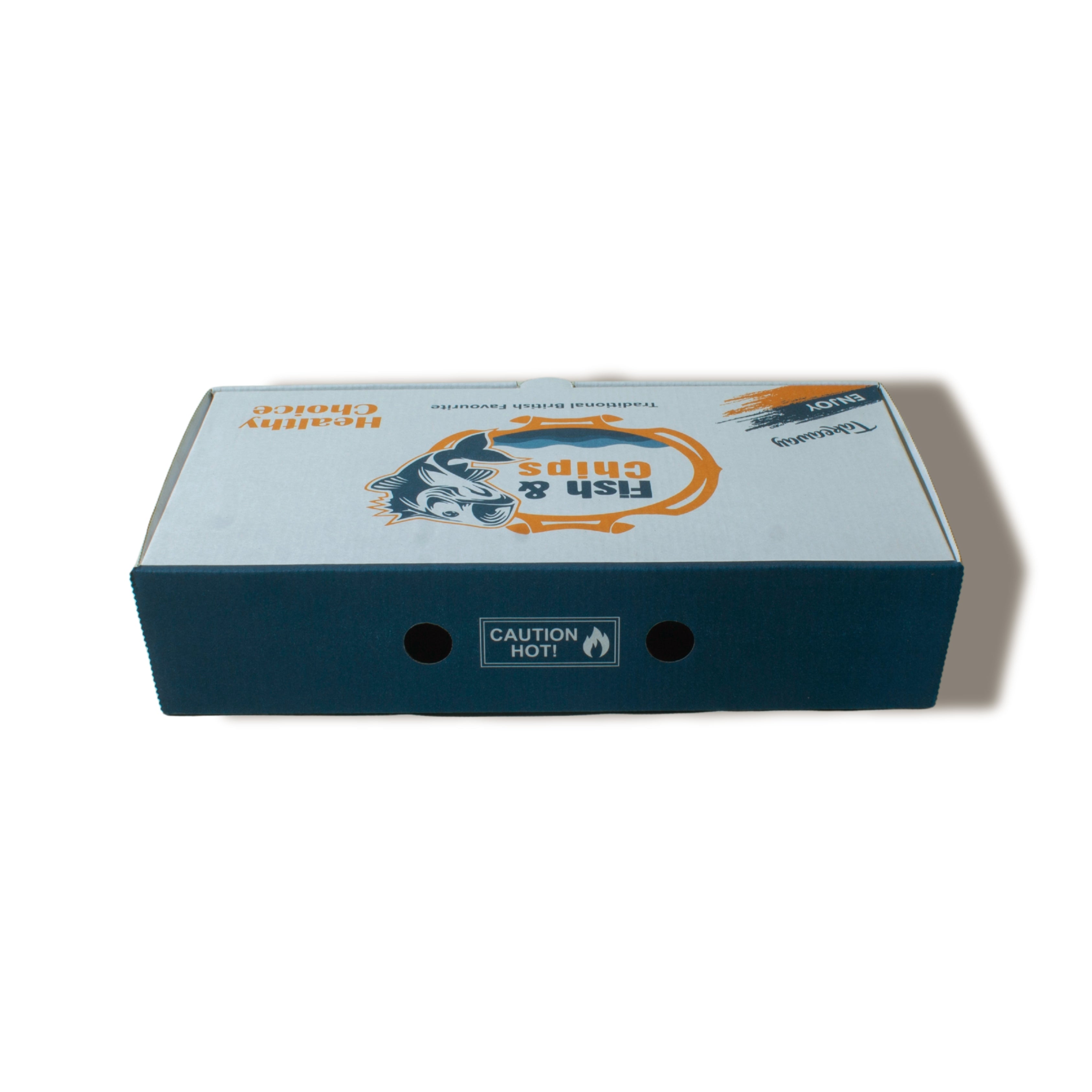 25.4x15.2cm Printed Fish & Chips Box Heavy Duty Takeaway Packaging 130grams | 25Pcs