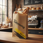 Printed Kraft Takeaway Paper Bag – Food Carrier