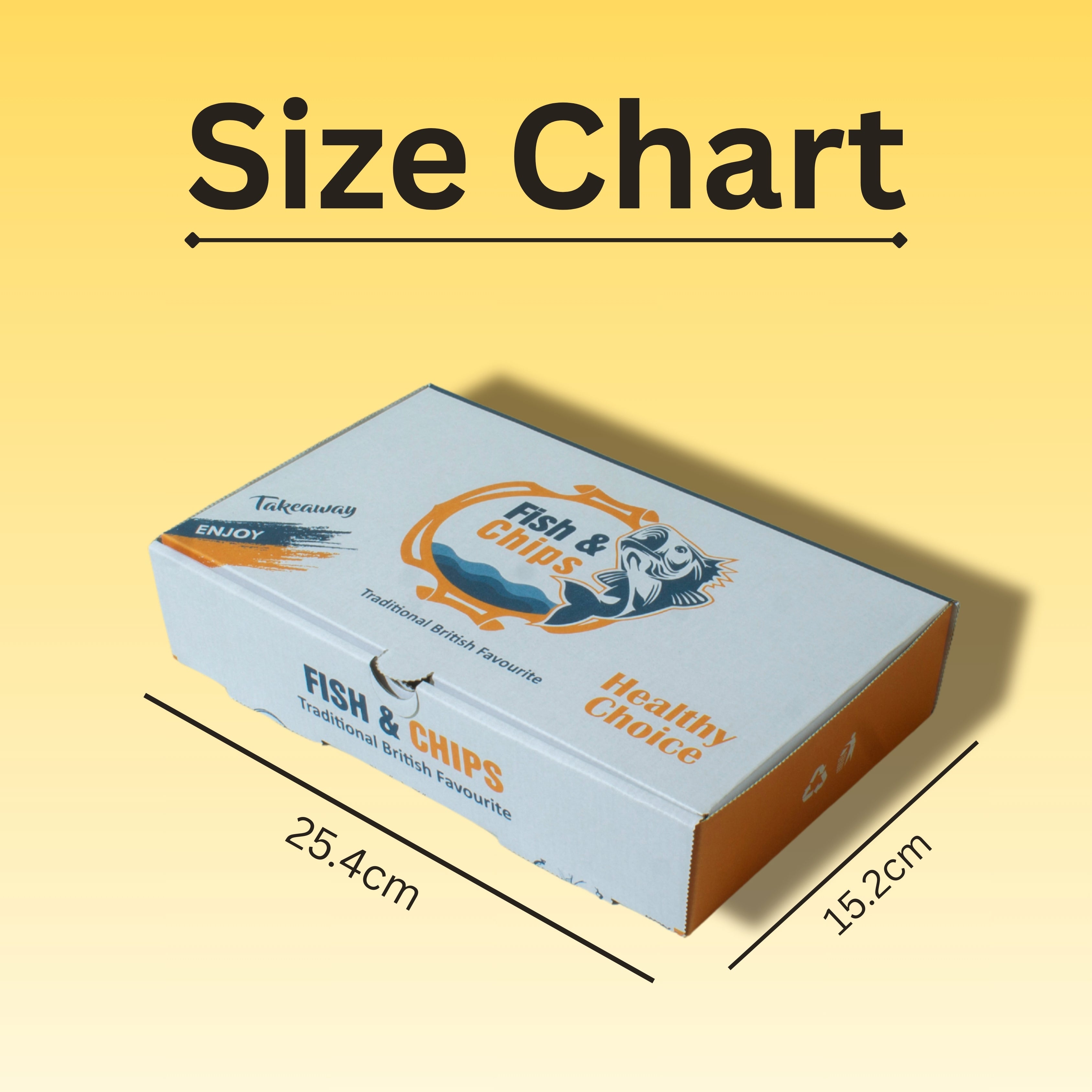 25.4x15.2cm Printed Fish & Chips Box Heavy Duty Takeaway Packaging 130grams | 25Pcs
