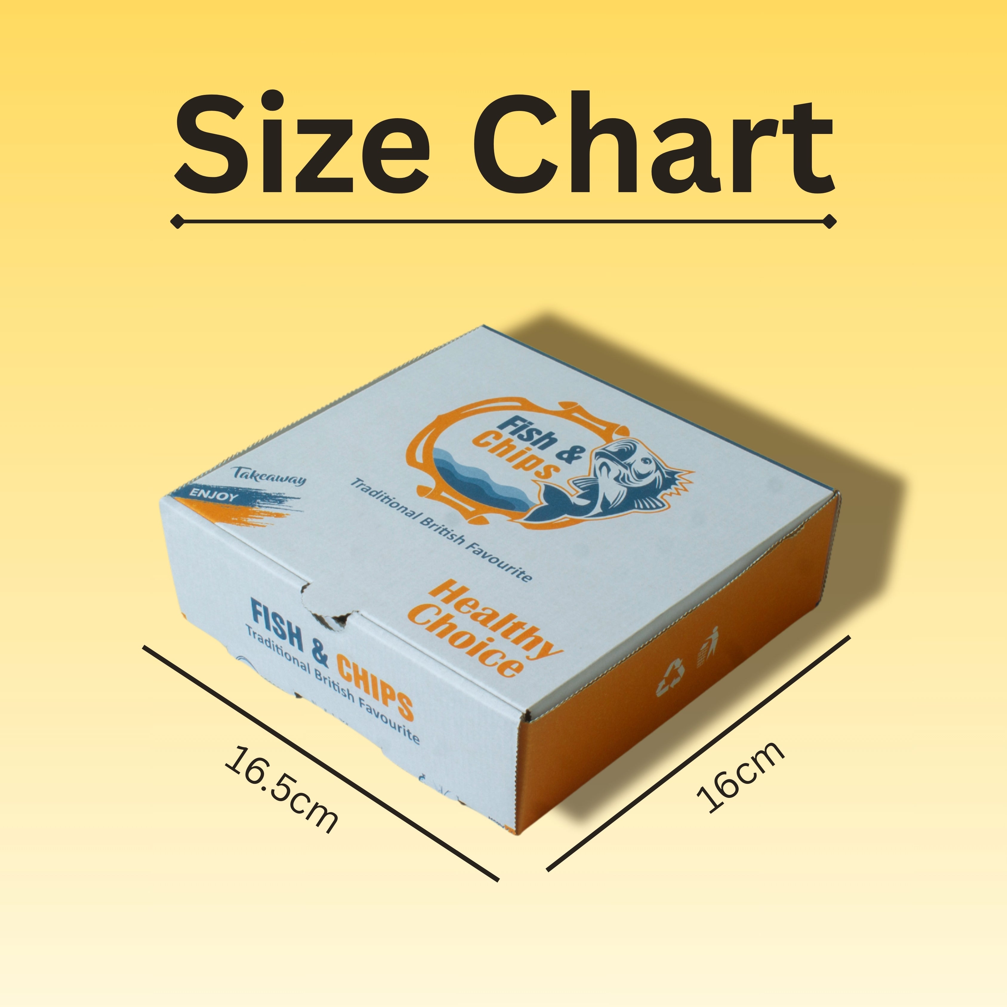 25.4x15.2cm Printed Fish & Chips Box Heavy Duty Takeaway Packaging 130grams | 25Pcs